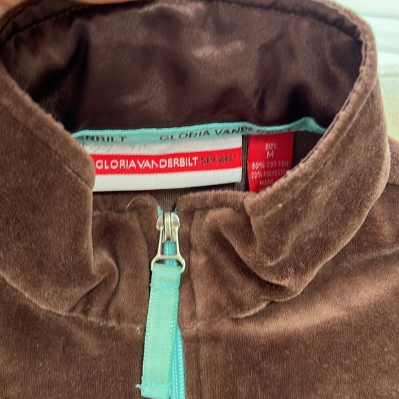 Brown Velour Zip Up-Gloria Vanderbilt Sport - Picture 3 of 4